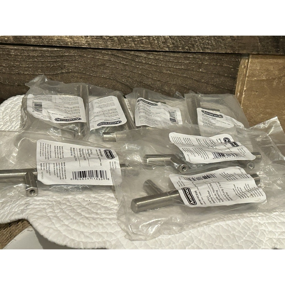 7‎ Pack Amerock Bar Pulls Drawer Pull Sterling Nickel 3" C-to-C BP19010CSG9